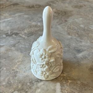 Floral White Ceramic Bell. Good condition.